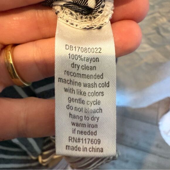 Downeast Shirt Dress Medium Button Front Charcoal White Stripe Pockets - Picture 8 of 8